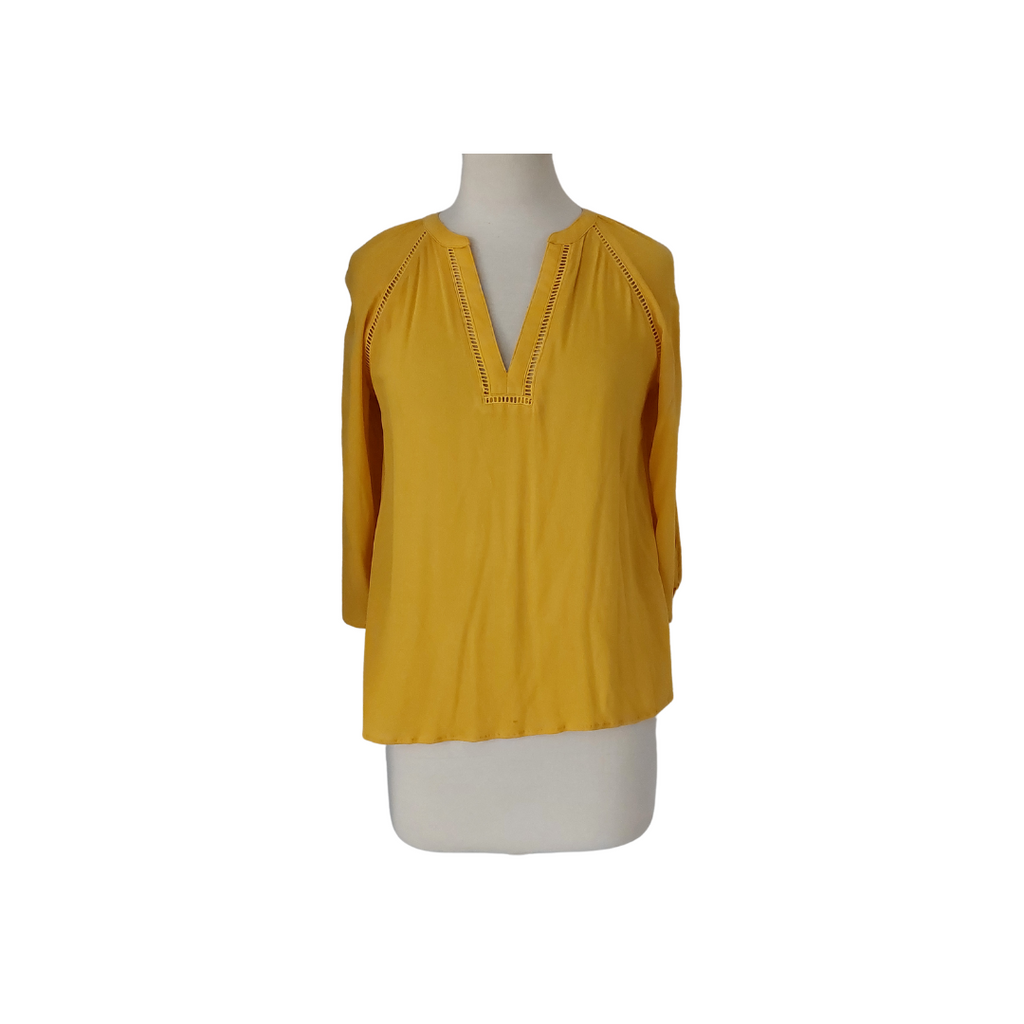 Express Mustard Ladder Lace Trim Top | Pre Loved |