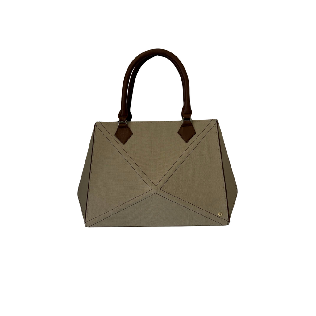 Warp Beige & Brown Canvas & Leather Terracotta Tote Bag | Pre Loved |