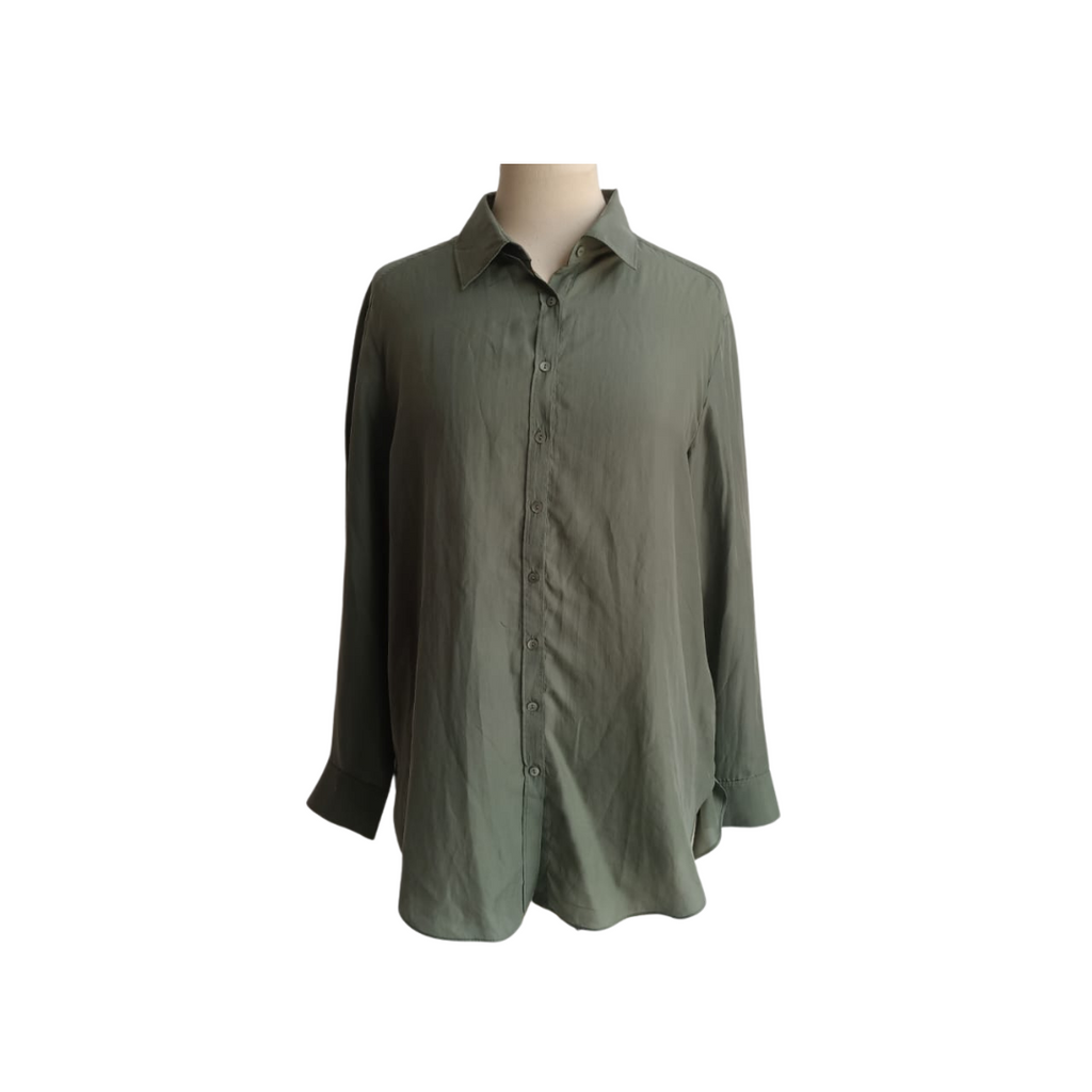 Massimo Dutti Green Button Down Collared Shirt | Gently Used |