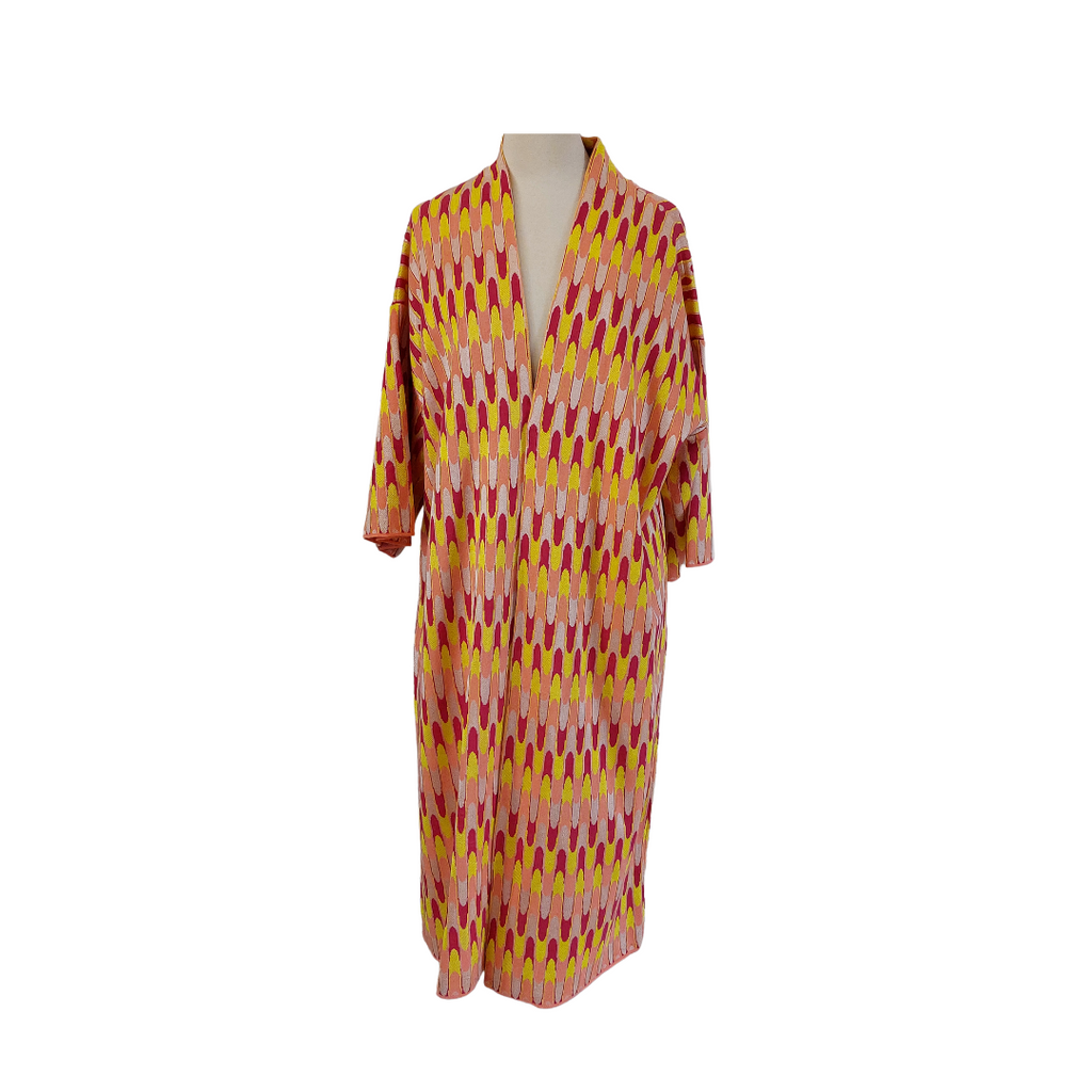 ZARA Pink & Yellow Printed Knit Long Jacket | Gently Used |