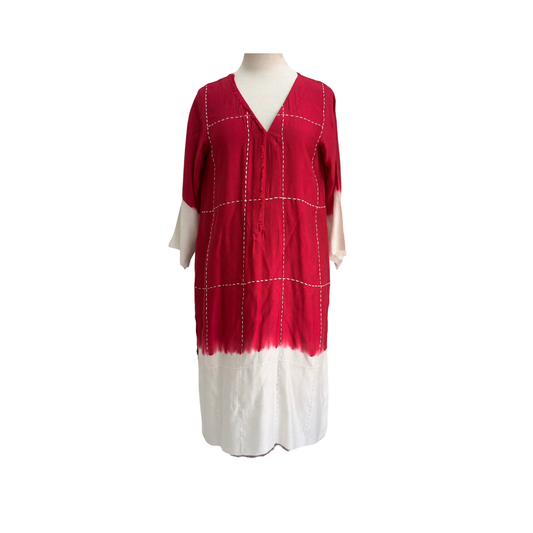 Ayesha Khurram Red And White Embroidered Kurta | Gently Used |
