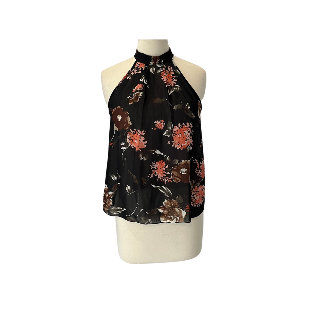 Chocolate Black Printed Halter Neck Top | Gently Used |