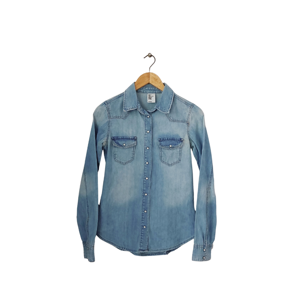 &Denim By H&M Light Blue Faded Summer Demin Button Down Shirt | Pre Loved |