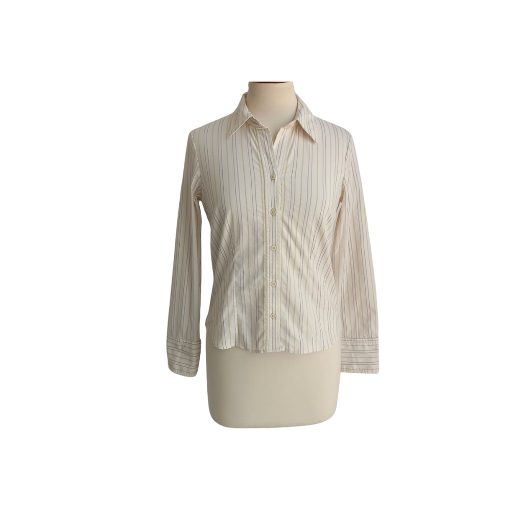 Old Navy Cream Striped Collared Shirt | Pre Loved |