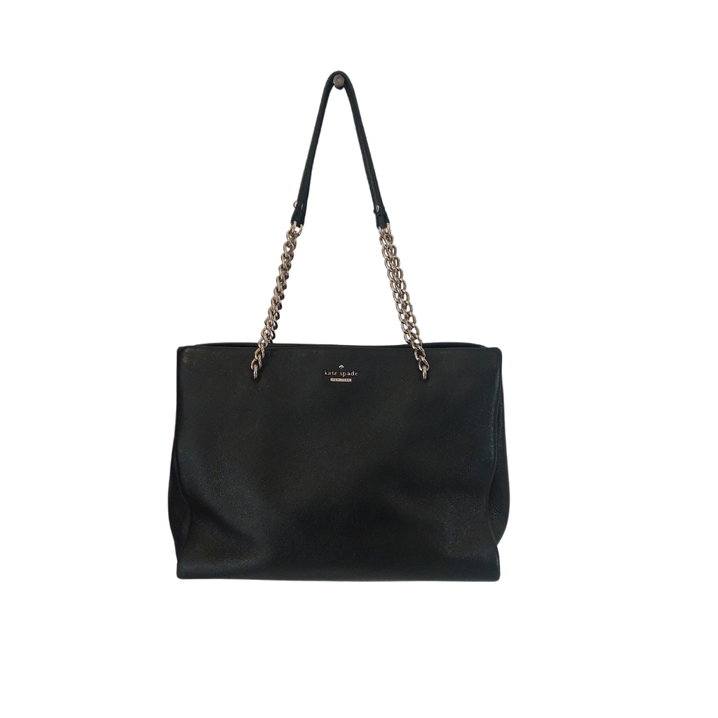 Kate Spade Black Leather Triple Compartment Shoulder Bag | Pre Loved |