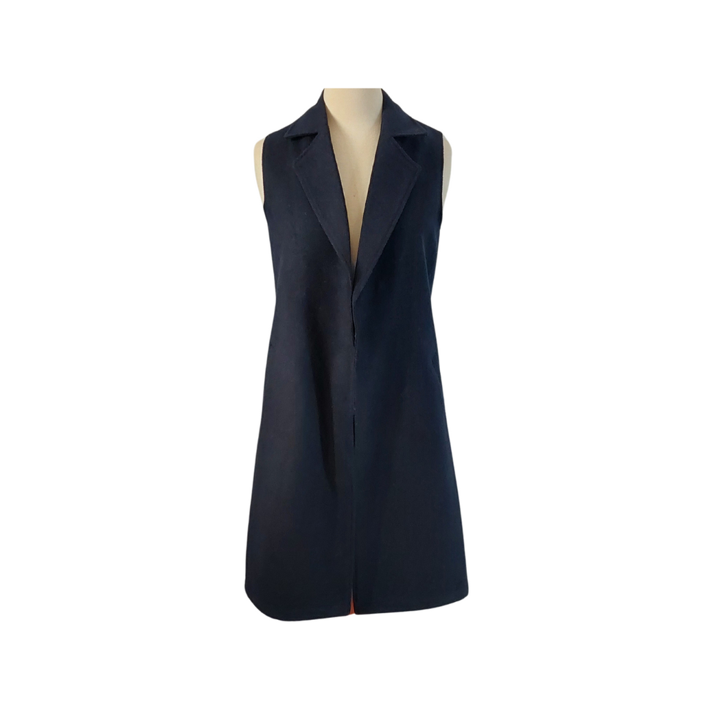 New Look Navy Long Sleeveless Coat | Gently Used |