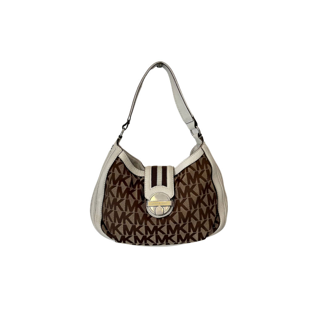 Michael Kors White & Brown Leather Hobo Bag | Pre Loved |