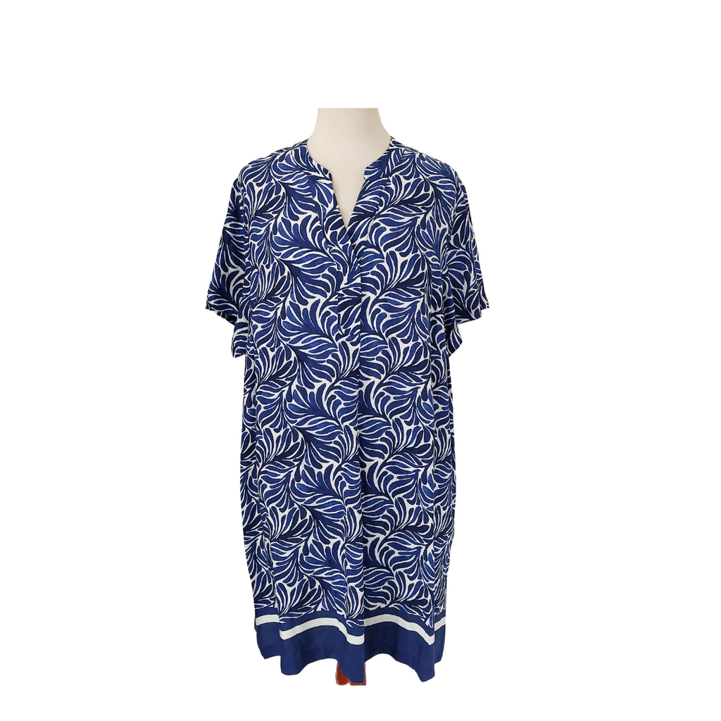 H&M Blue & White Printed 100% Viscose Tunic | Brand New |