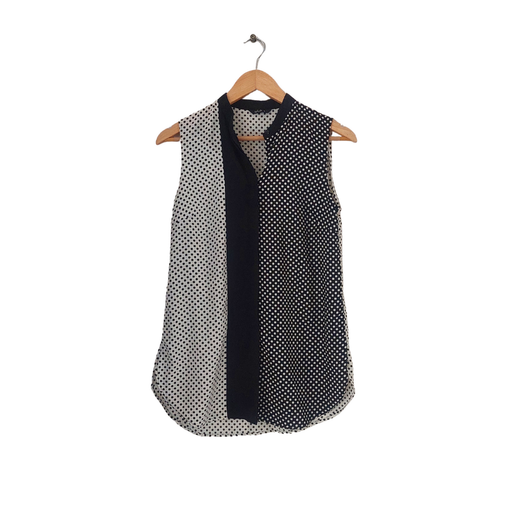 Splash Black & White Sleeveless Polka Dot Top | Brand New |