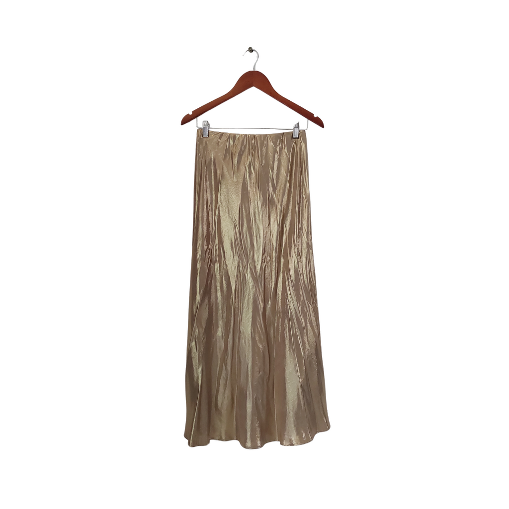ZARA Gold Metallic Satin Skirt | Like New |