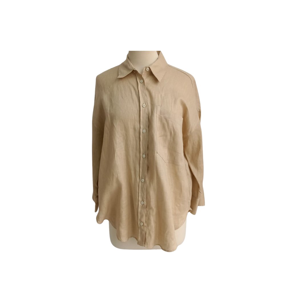 Zara Beige Button Down Shirt | Gently Used |