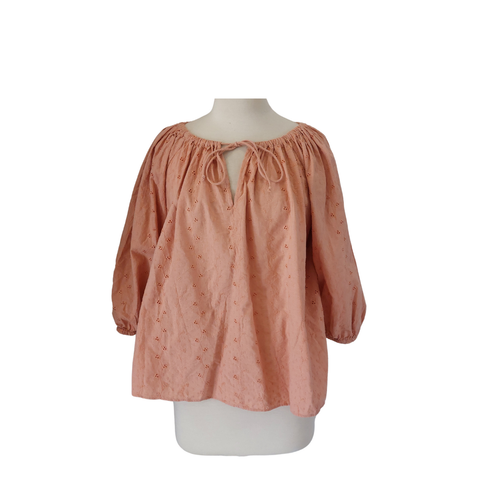 Mango Light Pink Embroidered Top | Gently Used |