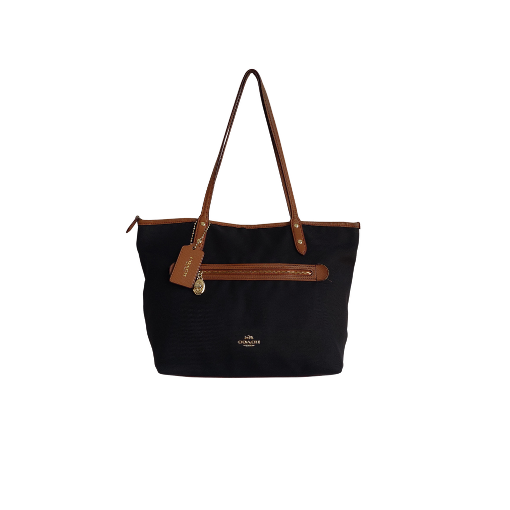 Coach Black Canvas With Tan Leather Trim Sawyer Shoulder Bag | Pre Loved |