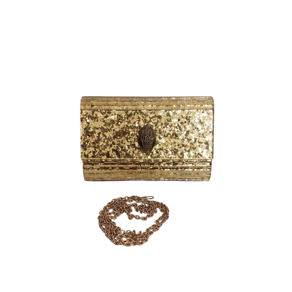 KURT GEIGER Kensington Gold Drench Party Eagle Clutch Bag | Gently Used |