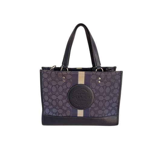 Coach Navy Midnight Multi Dempsey 22 Signature Jacquard Tote Bag | Pre Loved | - Secret Stash