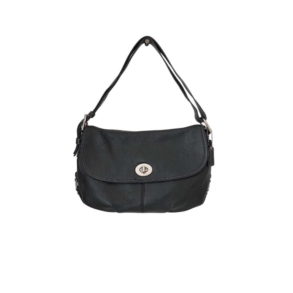 Coach Vintage Black Pebbled Leather Legacy Flap Shoulder Bag | Pre Loved |