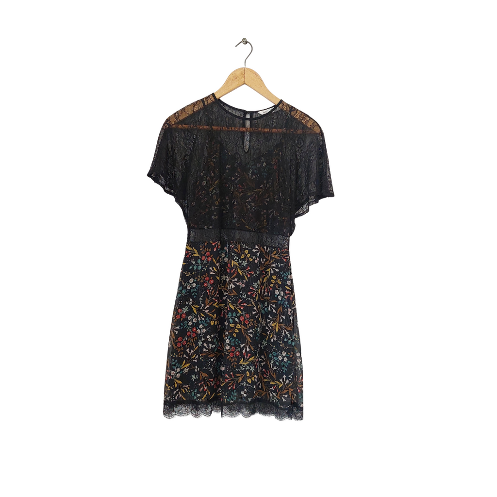 ZARA Black Lace Floral Printed Short Dress | Gently Used |