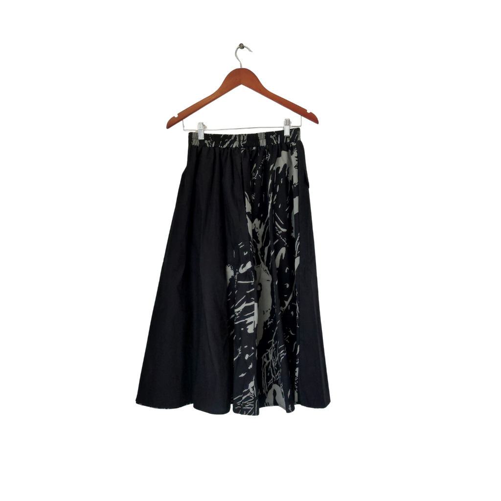 Mango Black & Grey Printed Midi Skirt | Gently Used |