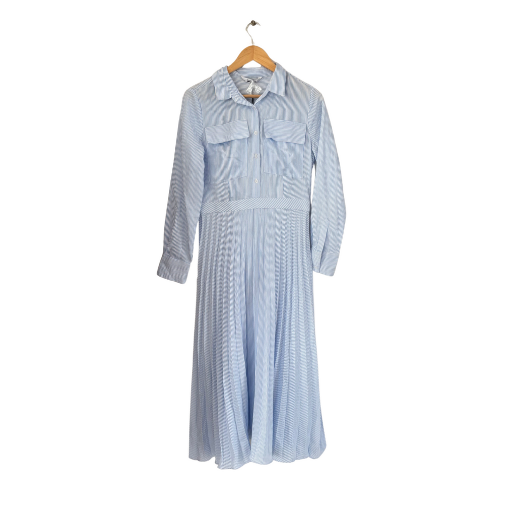 Sapphire West Blue & White Striped Collared Dress | Brand New |