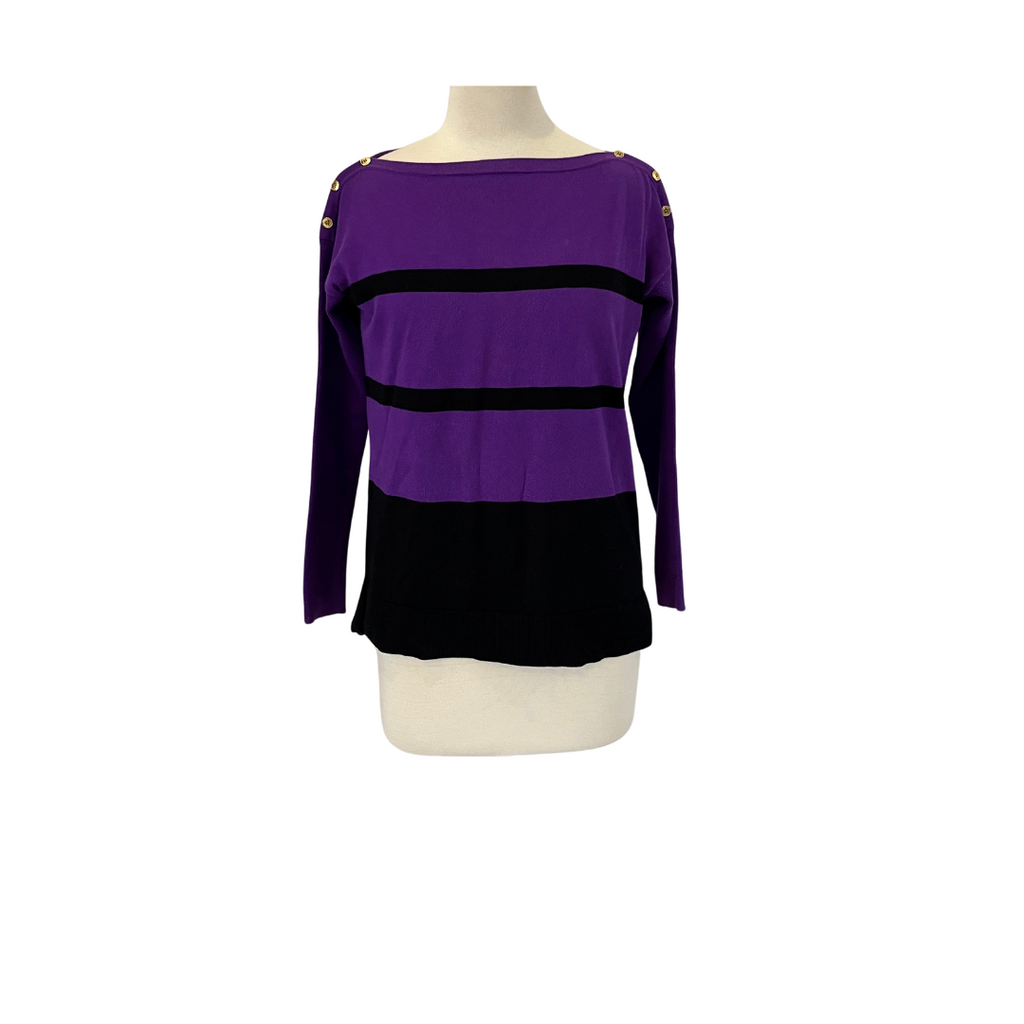 Ralph Lauren Purple & Black Striped Sweater | Pre Loved |