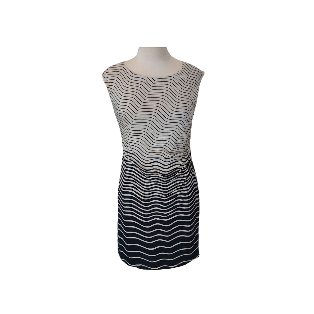Loft Black & Cream Sleeveless Ruched Short Dress | Brand New |