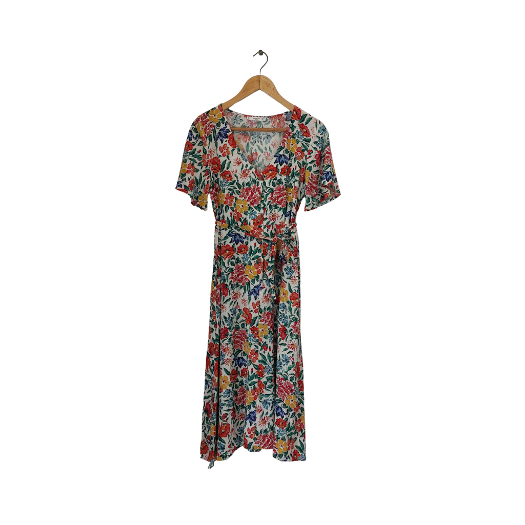 Mango White Floral Printed Knee Length Dress | Pre Loved |