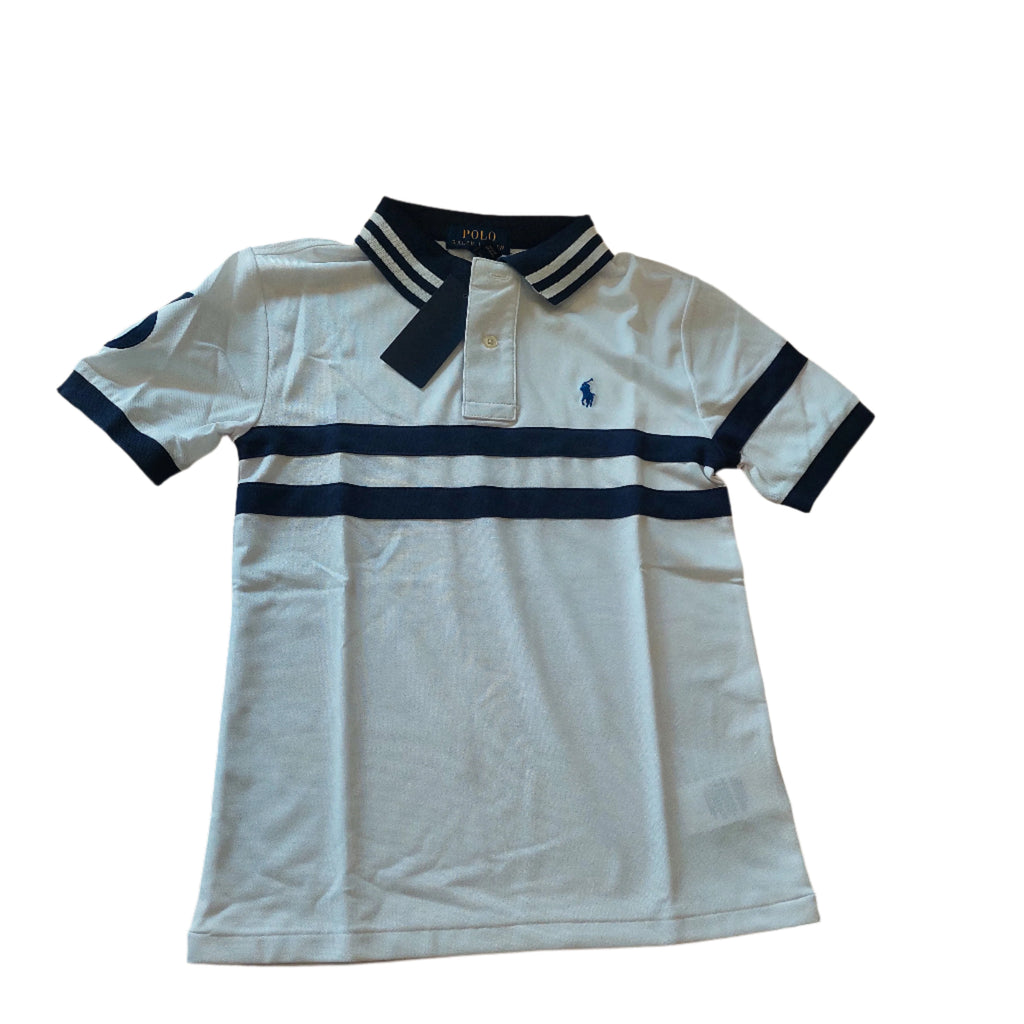 Ralph Lauren White & Navy Polo Shirt (8 years) | Brand New |