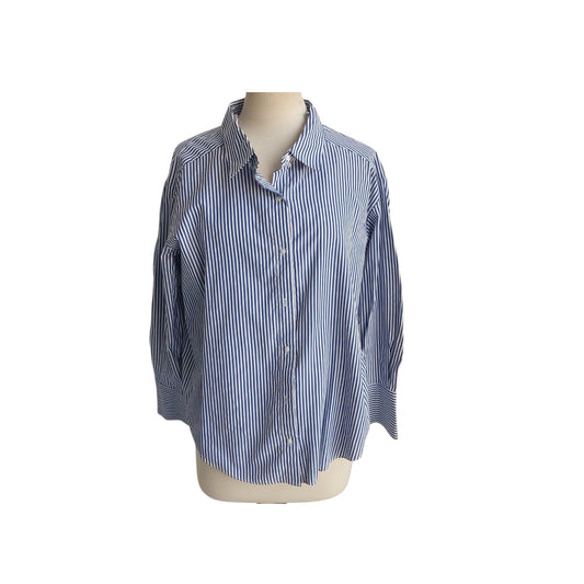 Zara Blue & White Striped collared Shirt | Pre Loved |