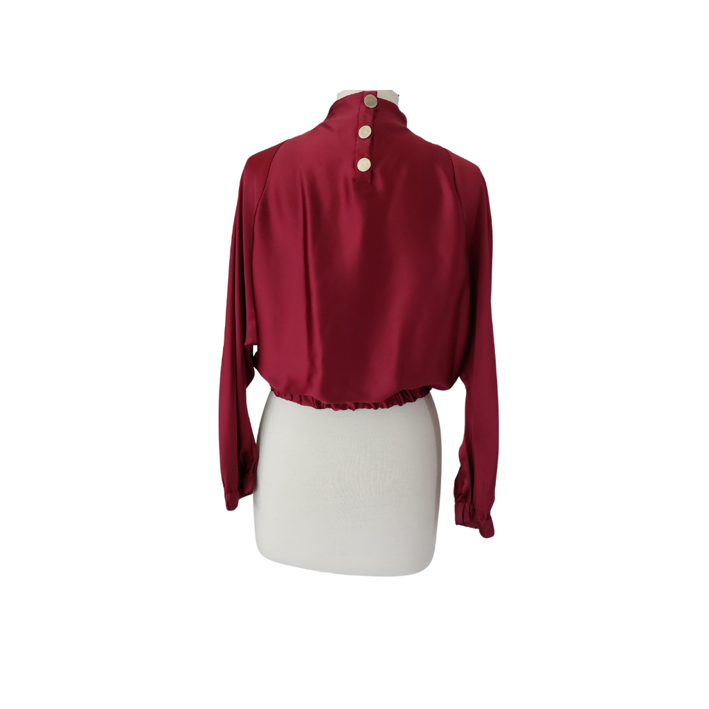 ZARA Red Satin Gold Button Poncho Top | Gently Used |