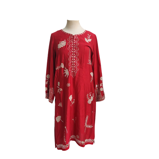 Sol By Sunnia Manahil Red & Pink Embroidered Outfit | Pre Loved |
