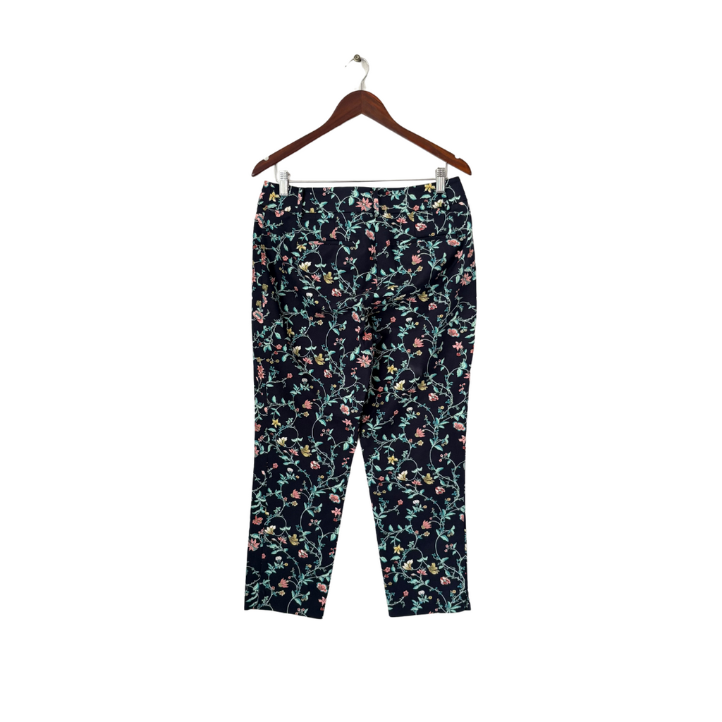 Loft Navy Floral Printed Straight Leg Pants  | Gently Used |
