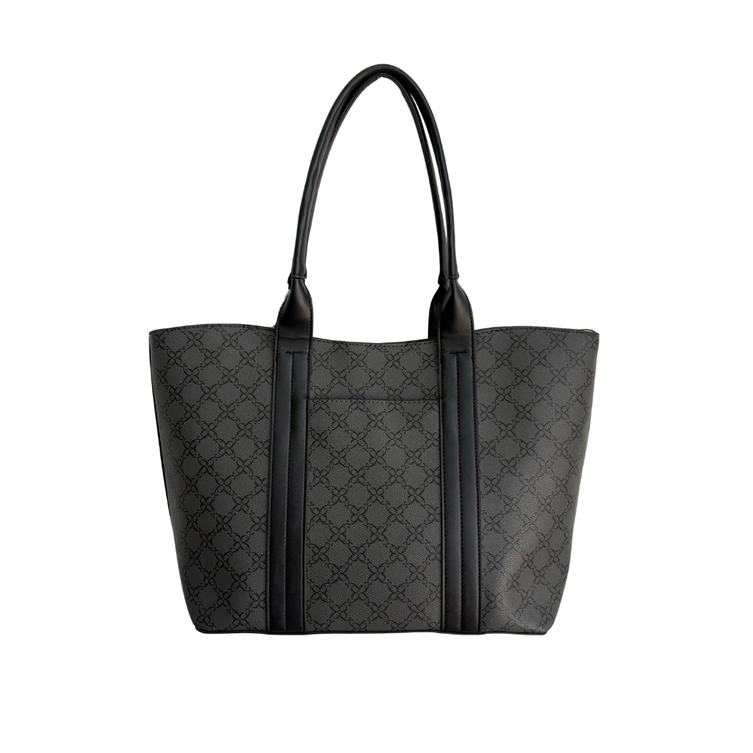 Nine West Grey And Black Lior Monogram Tote Bag | Gently Used |