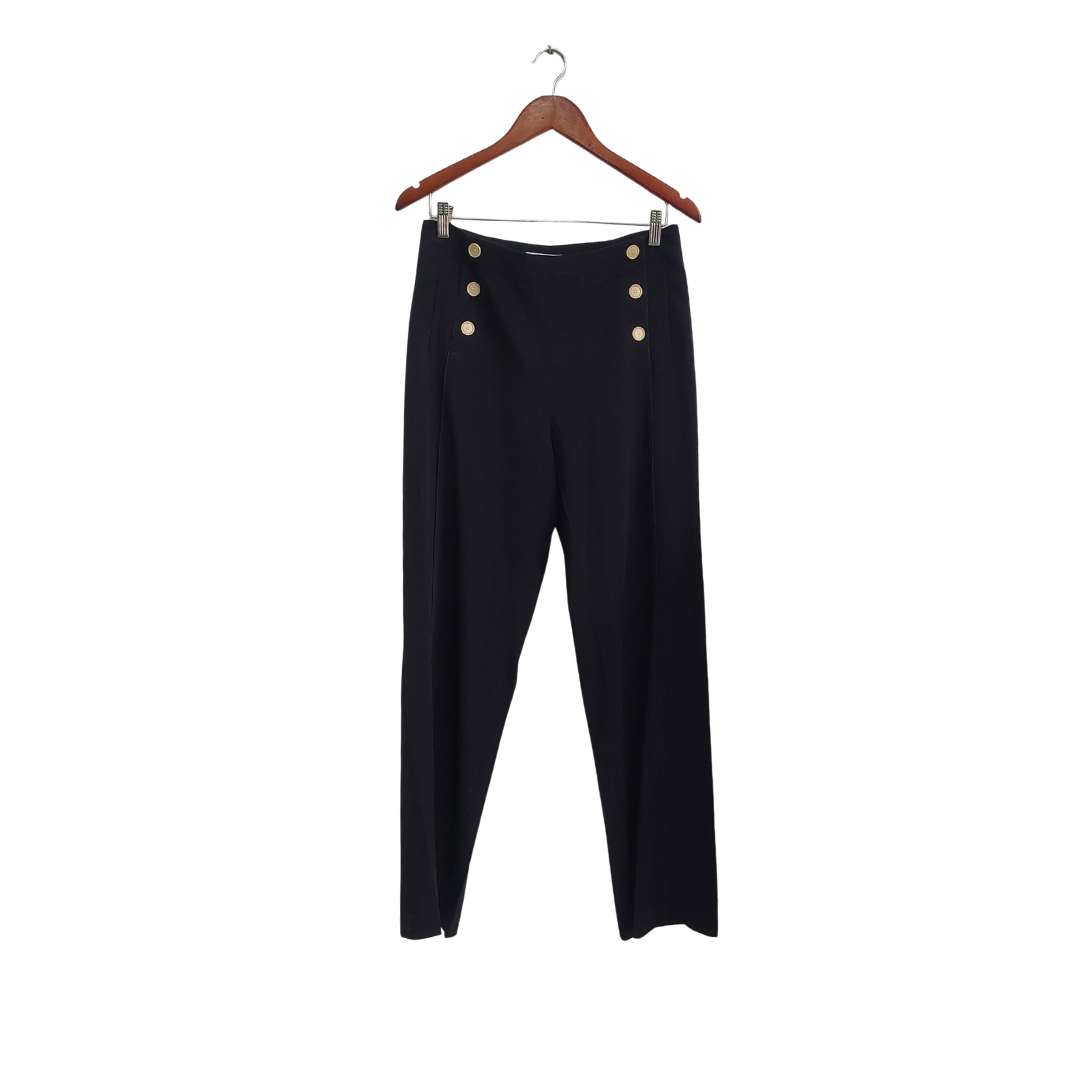 Gerard Darel Black With Beige Buttons Wide Leg Pants | Gently Used |