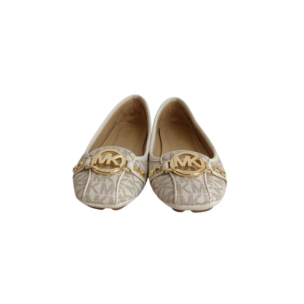 Michael Kors Vanilla Leather Fulton Studded Logo Moccasins | Pre Loved |