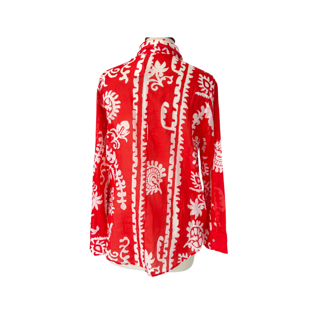 Mango Red & White 100% Cotton Collared Button Down Shirt | Brand New |
