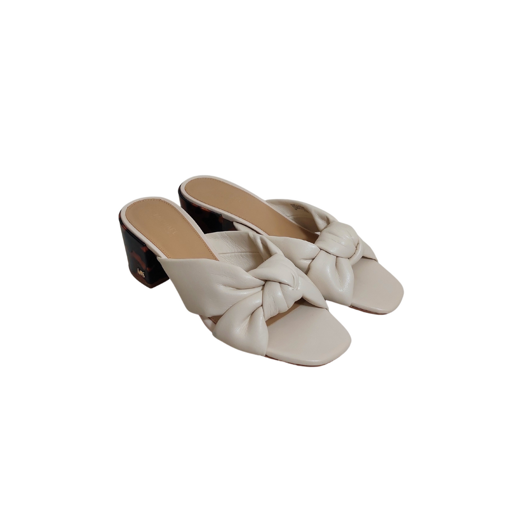 Michael Kors Josie Leatherette Cream Mules | Brand New |