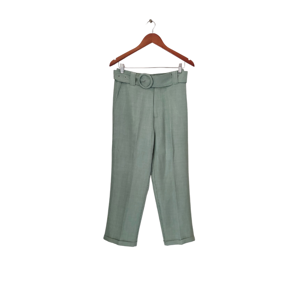 Stradivarius Green Formal Belted Pants | Pre Loved |
