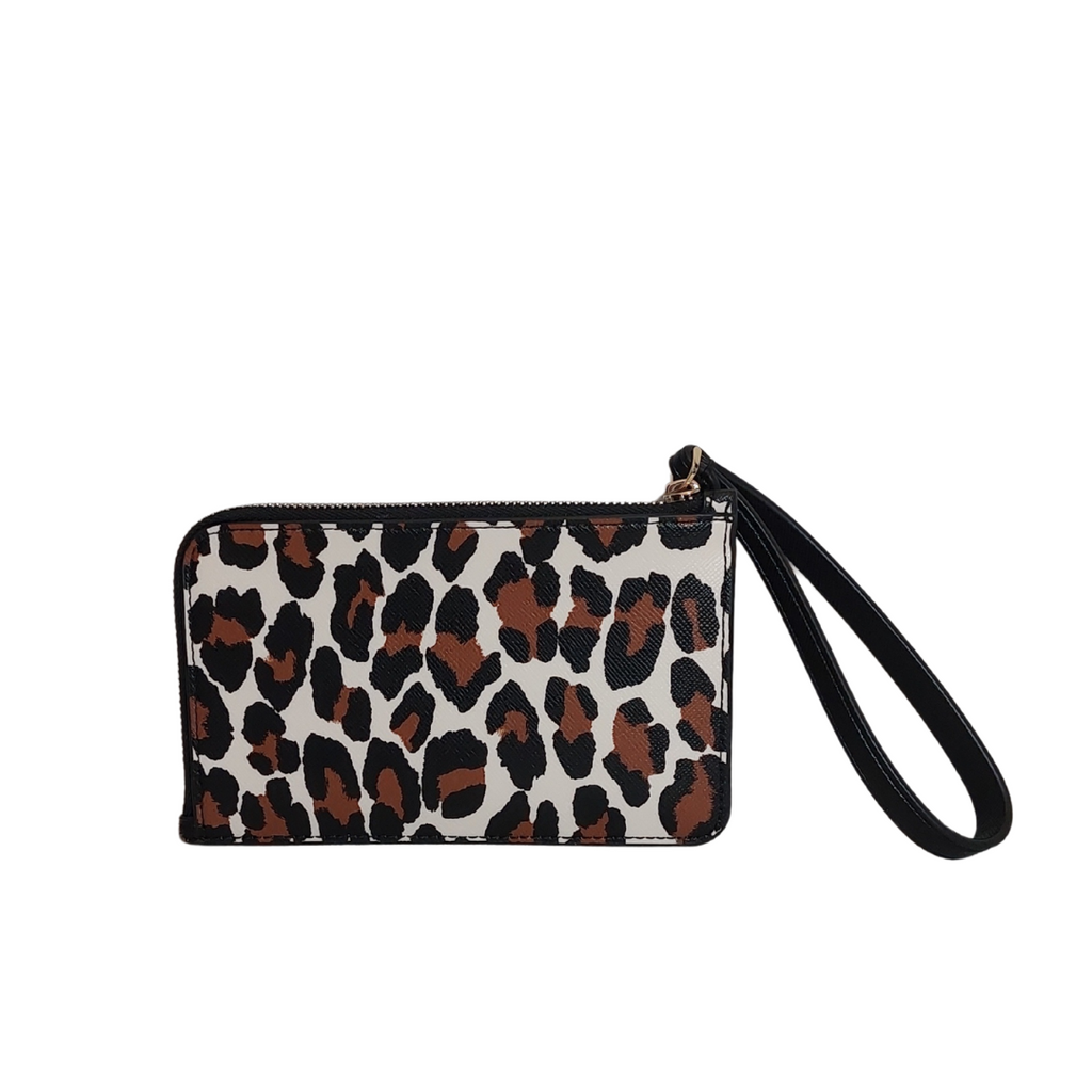 Kate Spade Leopard Print Leather 'Lucy' Small Zip Wristlet | Like New |