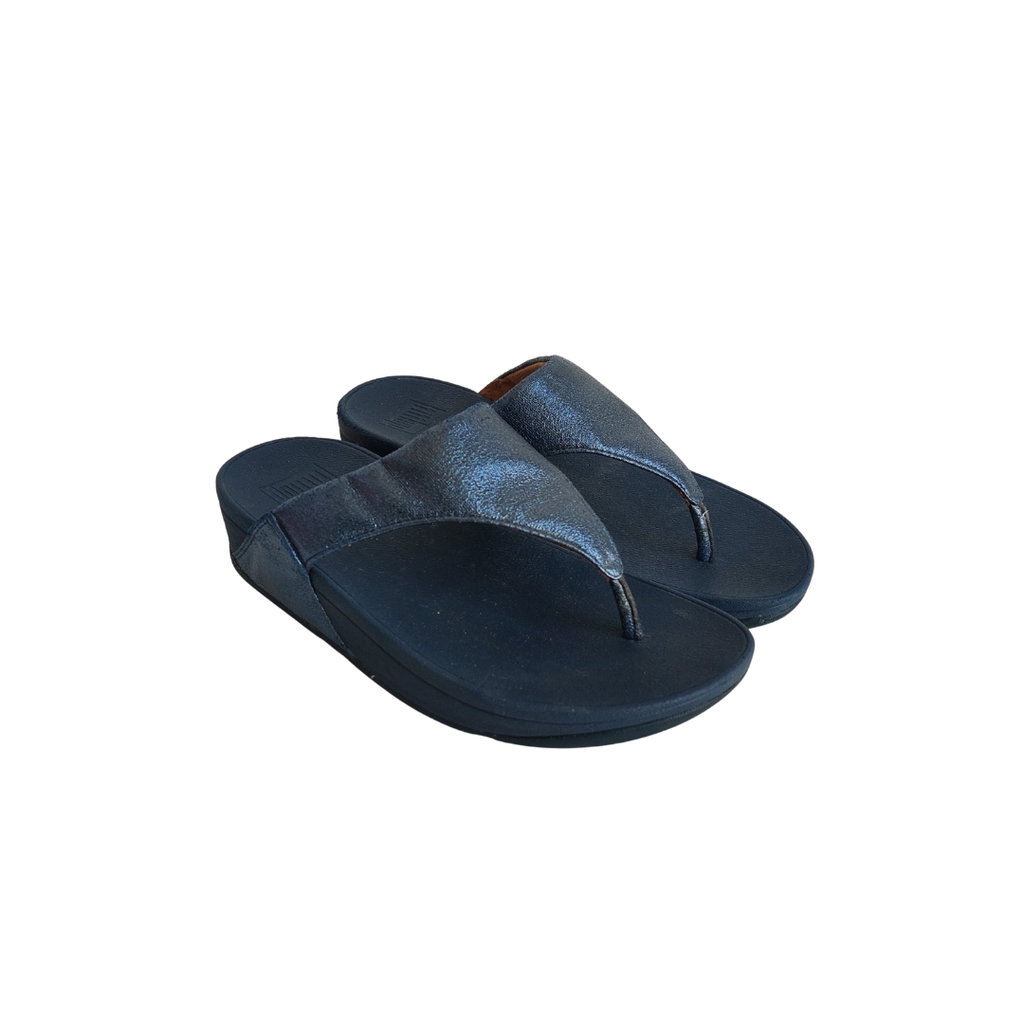 FitFlop Navy Shimmer Lulu Thong Sandals | Pre Loved |