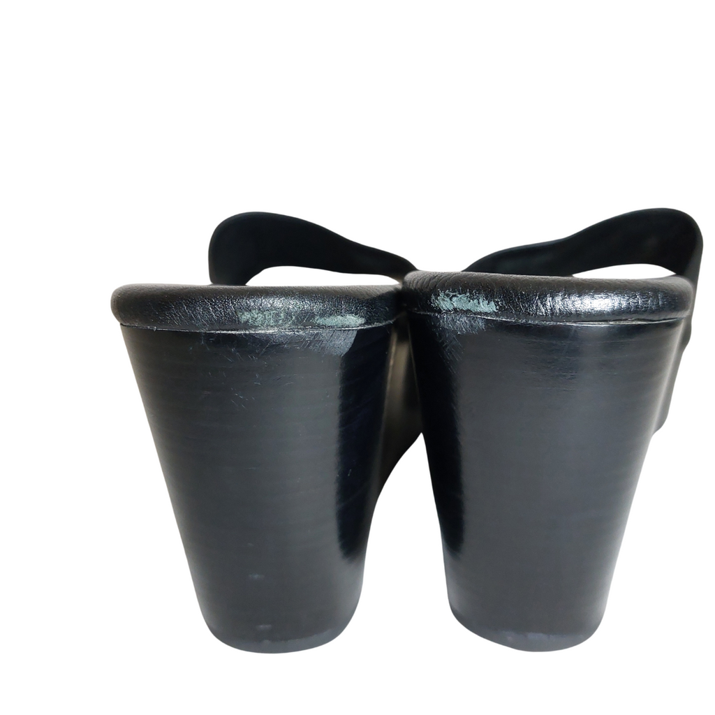 Tory Burch Black Leather 'Lowell 2' Wedge Sandals | Pre Loved |