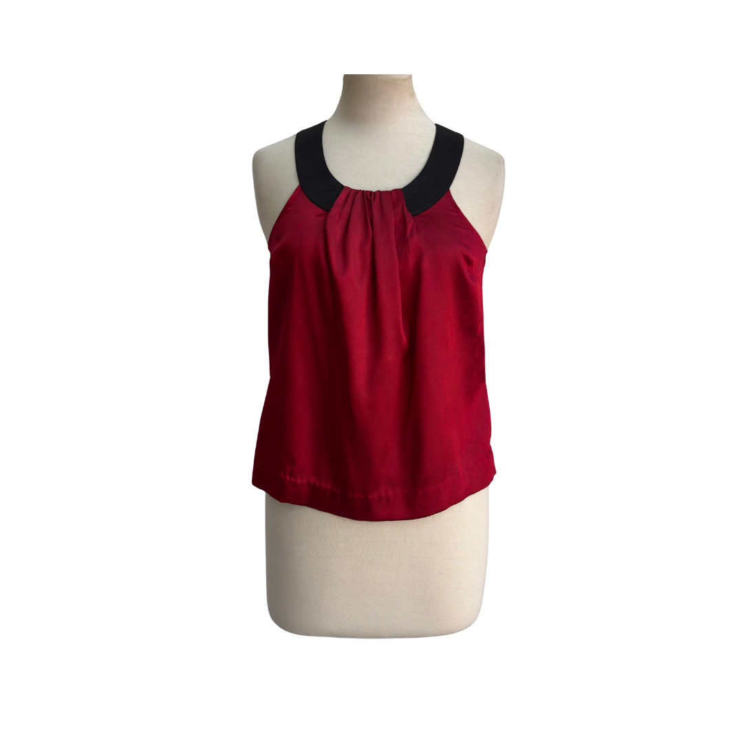 Guess Red & Black Satin Sleeveless Top | Pre Loved |