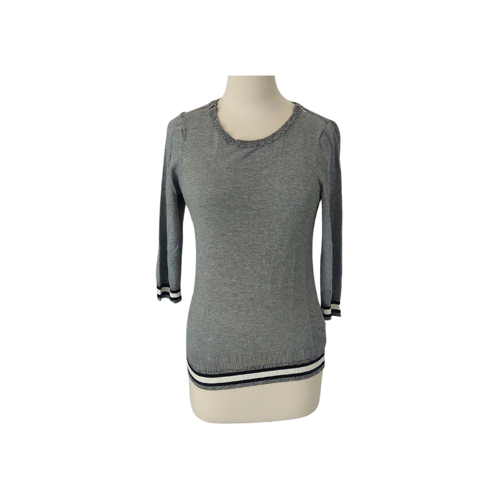 The Collection Grey Zip-detail Knit Top | Like New |