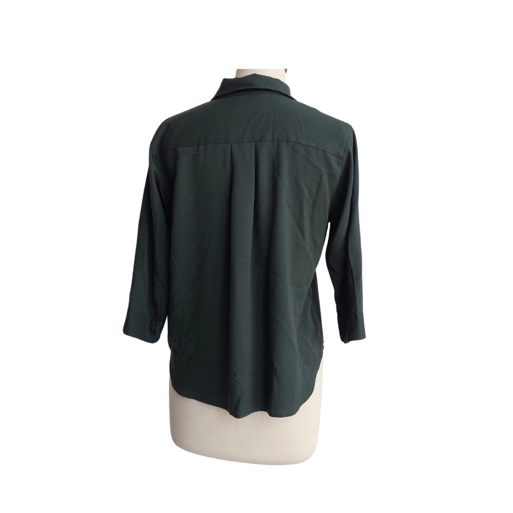 Uniqlo Bottle Green Collared Top | Pre Loved |