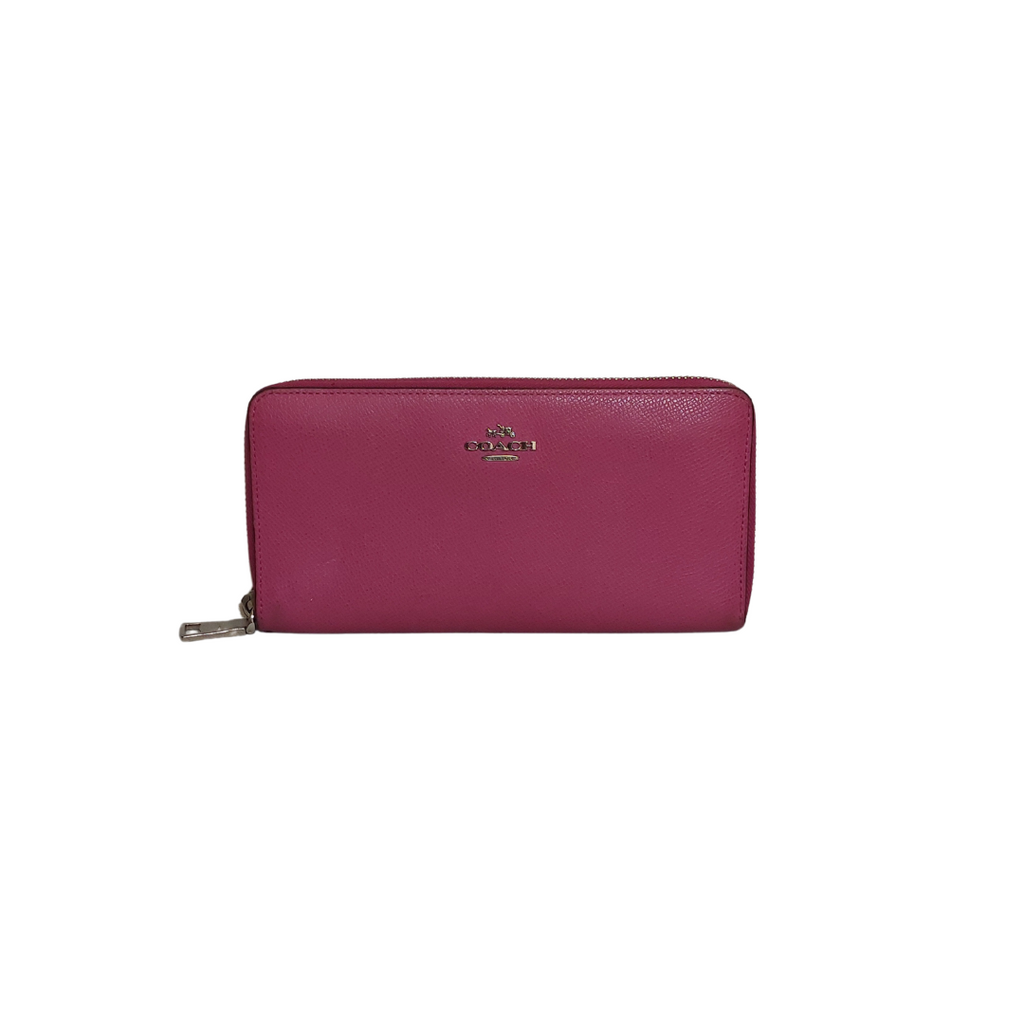 Coach Fuchsia Zip Around Leather Wallet | Pre Loved |