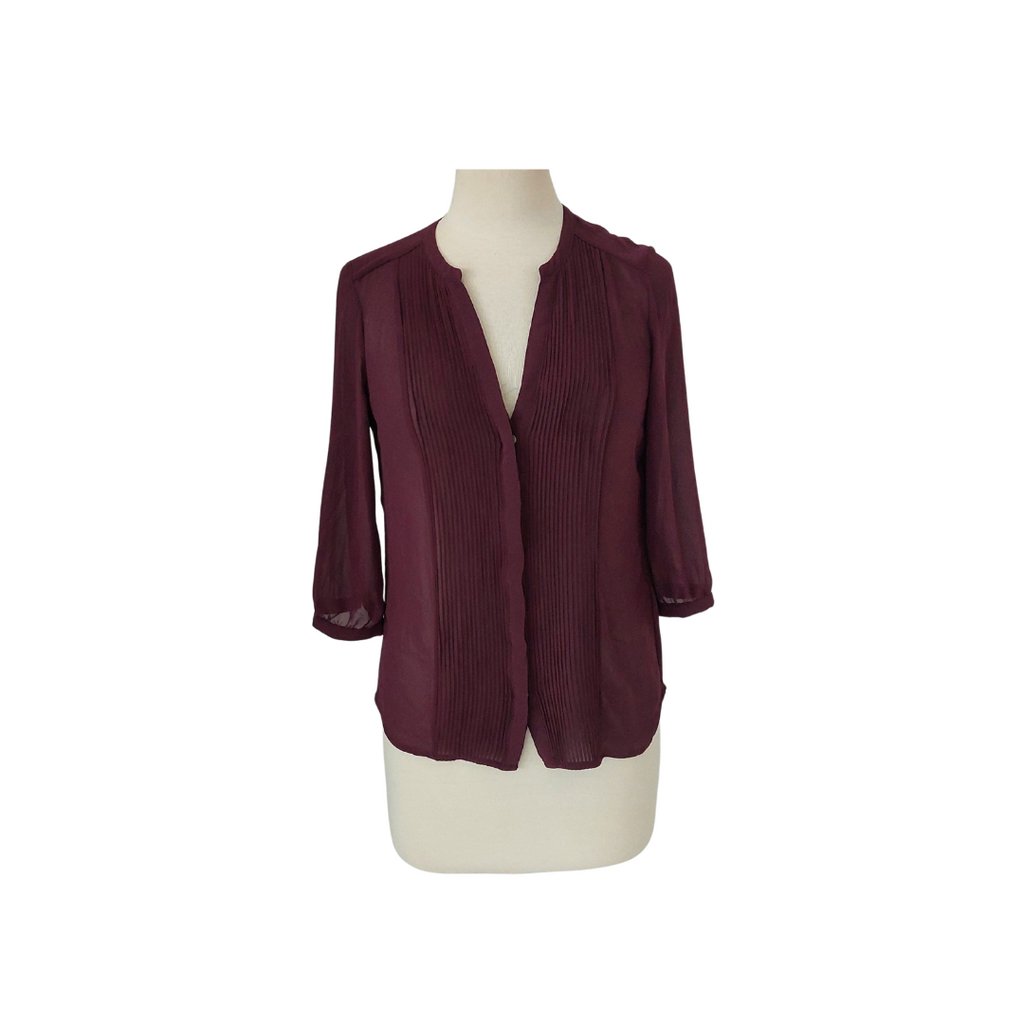 H&M Purple Pleated Button Down Sheer Top | Pre Loved |