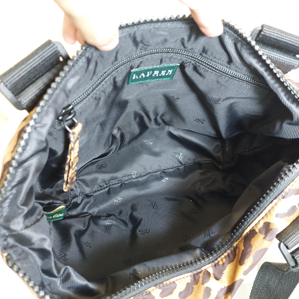 Ralph Lauren Leopard Print Nylon Medium Shoulder Bag | Gently Used |