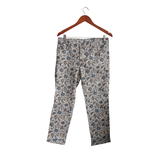 Ann Taylor Loft Blue Floral Paisley Stretched Denim Pants | Gently Used |