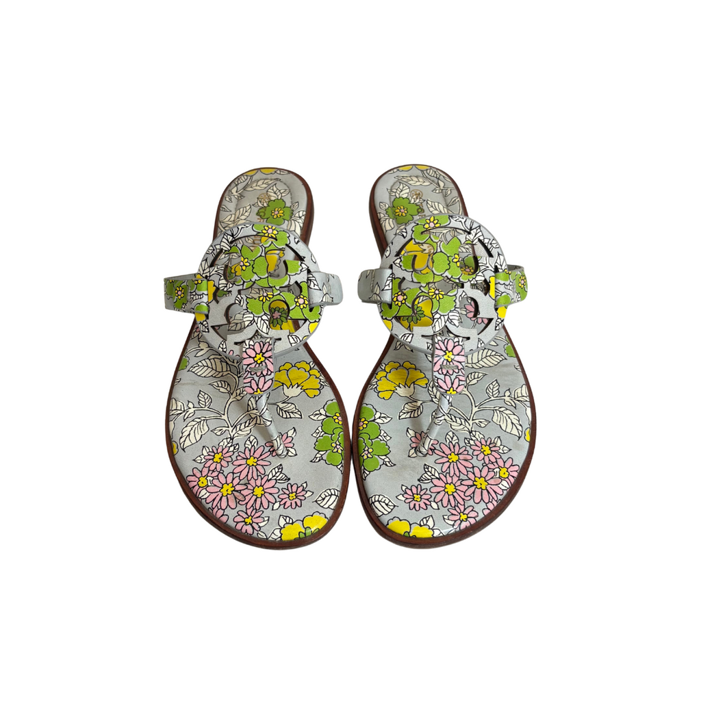 Tory Burch Floral Printed Leather 'Miller' Sandals | Gently Used |