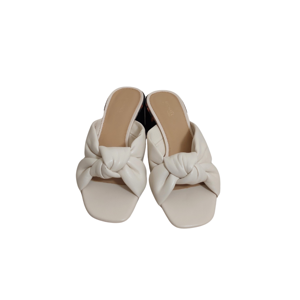 Michael Kors Josie Leatherette Cream Mules | Brand New |