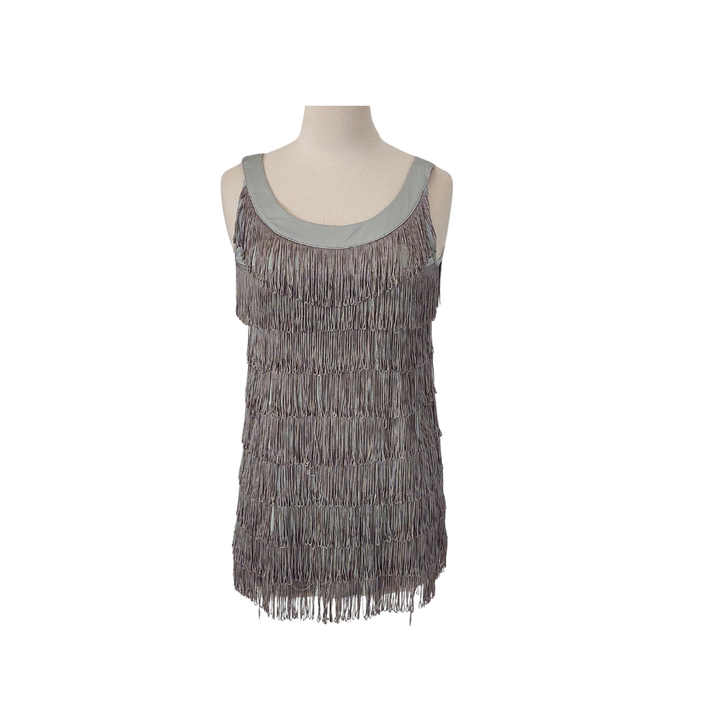 H&M Grey Fringe Sleeveless Short Dress | Gently Used |